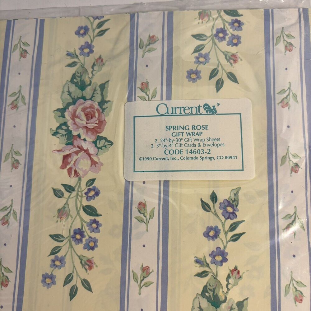Vintage Gift Wrap With Matching Gift Card by Current “Spring Rose” Sealed New - Picture 2 of 6